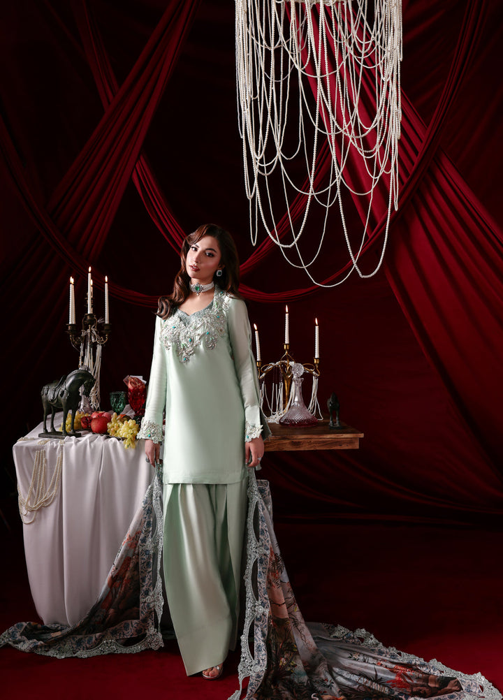 The Glamorous by Musferah Saad RTW Hand work Tissue Silk 3 Piece Suit Elysia - Eid Collection