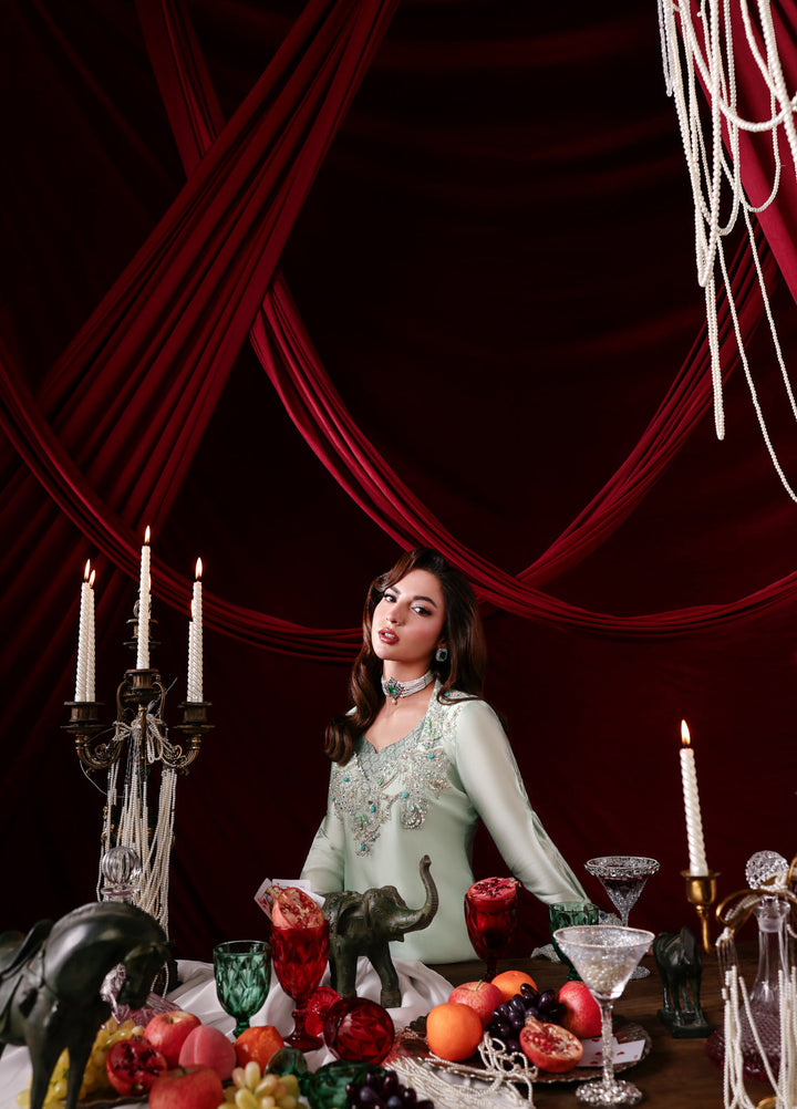 The Glamorous by Musferah Saad RTW Hand work Tissue Silk 3 Piece Suit Elysia - Eid Collection