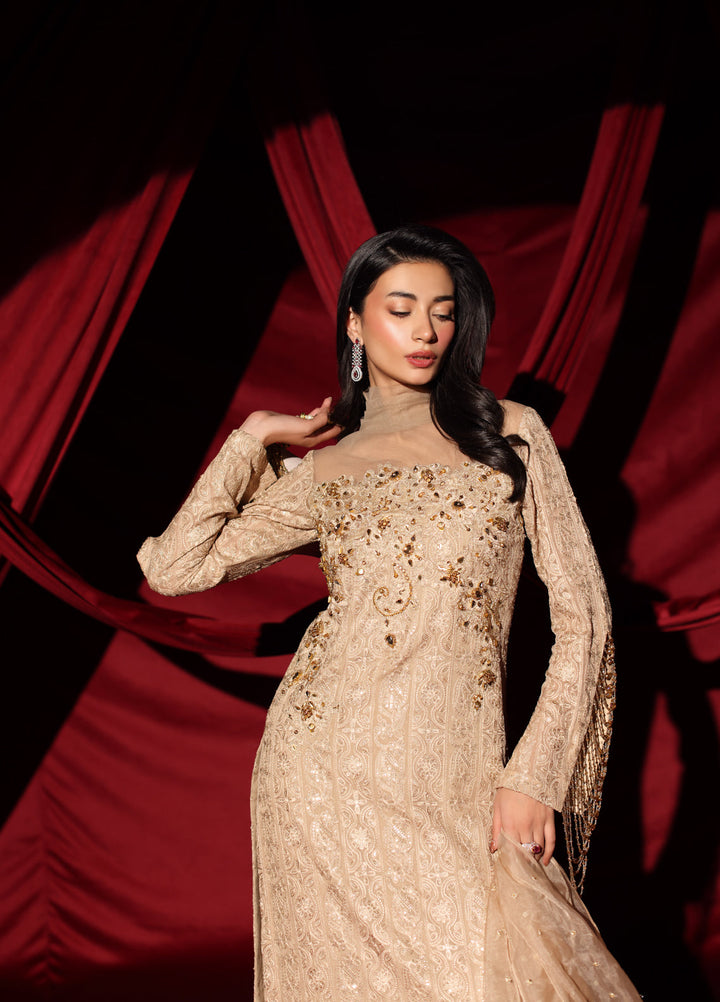 The Glamorous by Musferah Saad RTW Hand work Chiffon 3 Piece Suit Royal Aura - Eid Collection