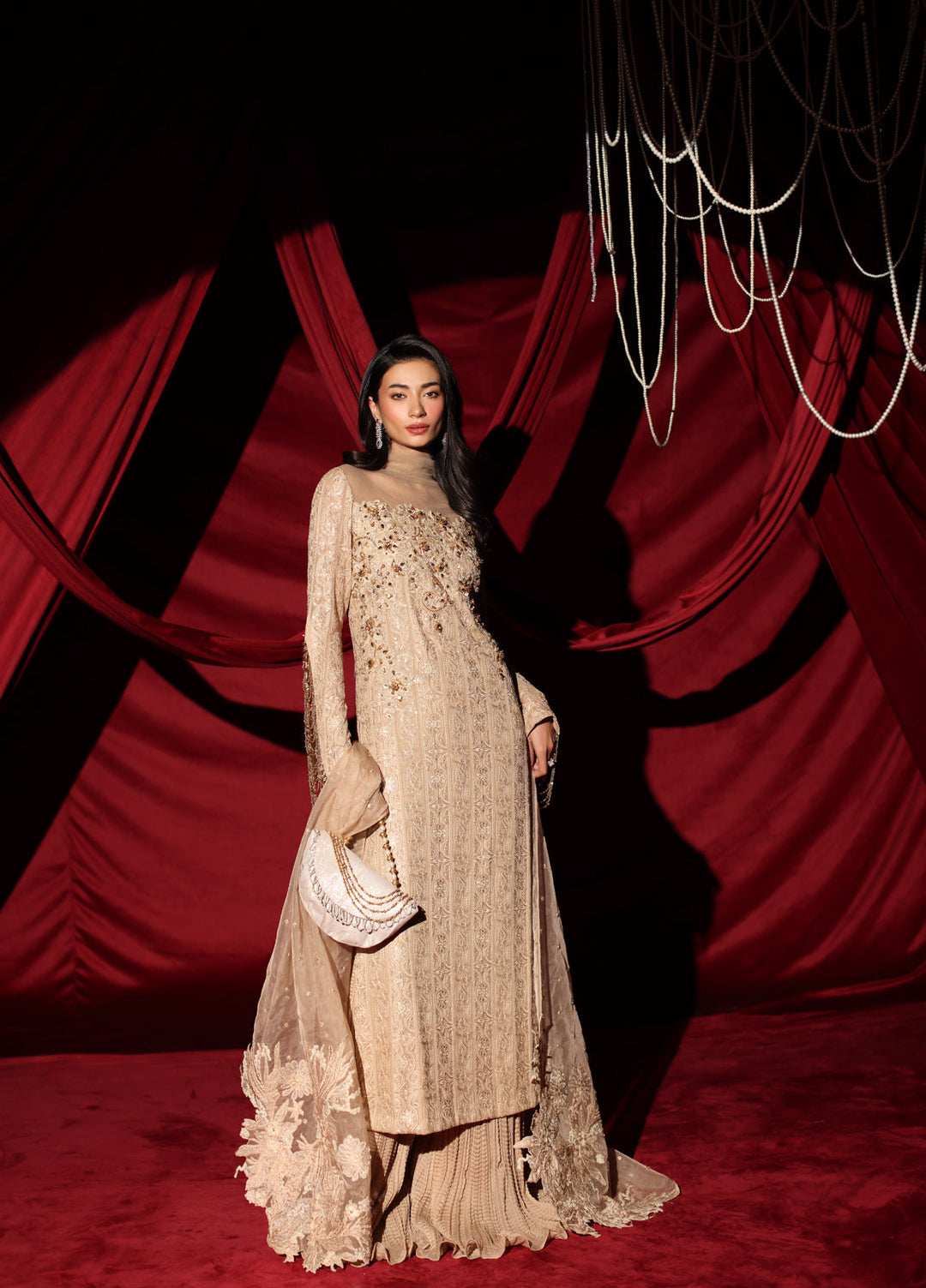 The Glamorous by Musferah Saad RTW Hand work Chiffon 3 Piece Suit Royal Aura - Eid Collection