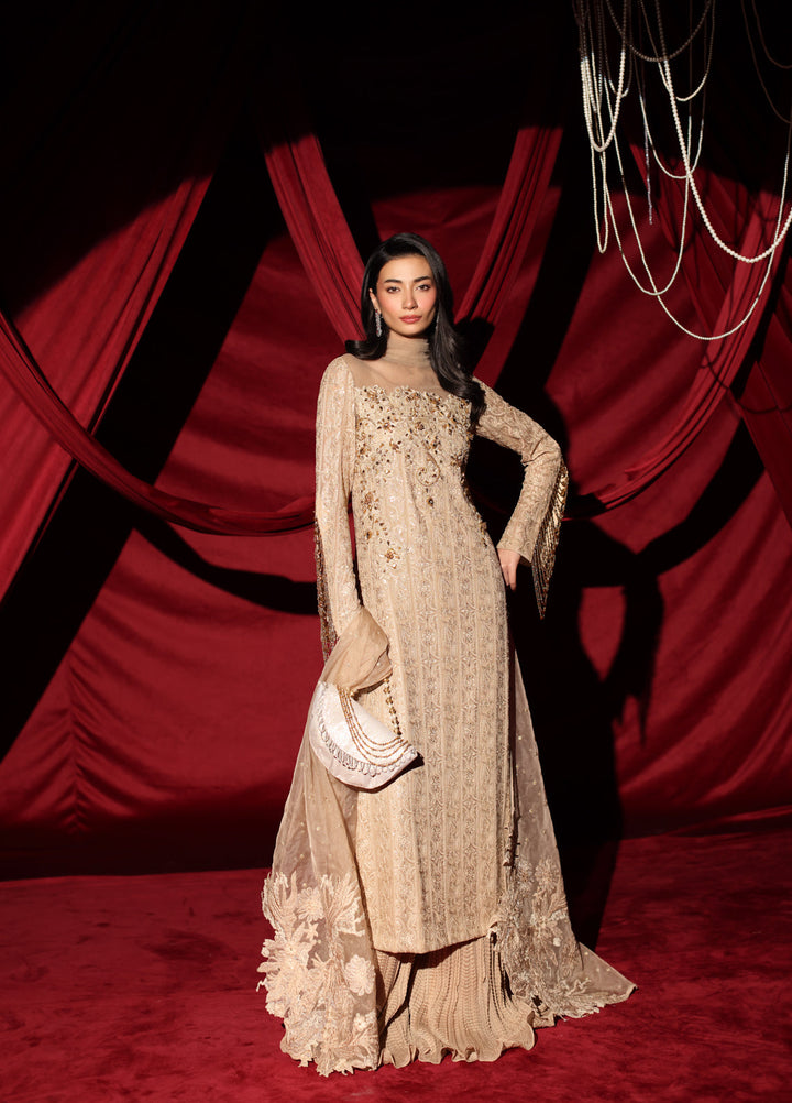 The Glamorous by Musferah Saad RTW Hand work Chiffon 3 Piece Suit Royal Aura - Eid Collection
