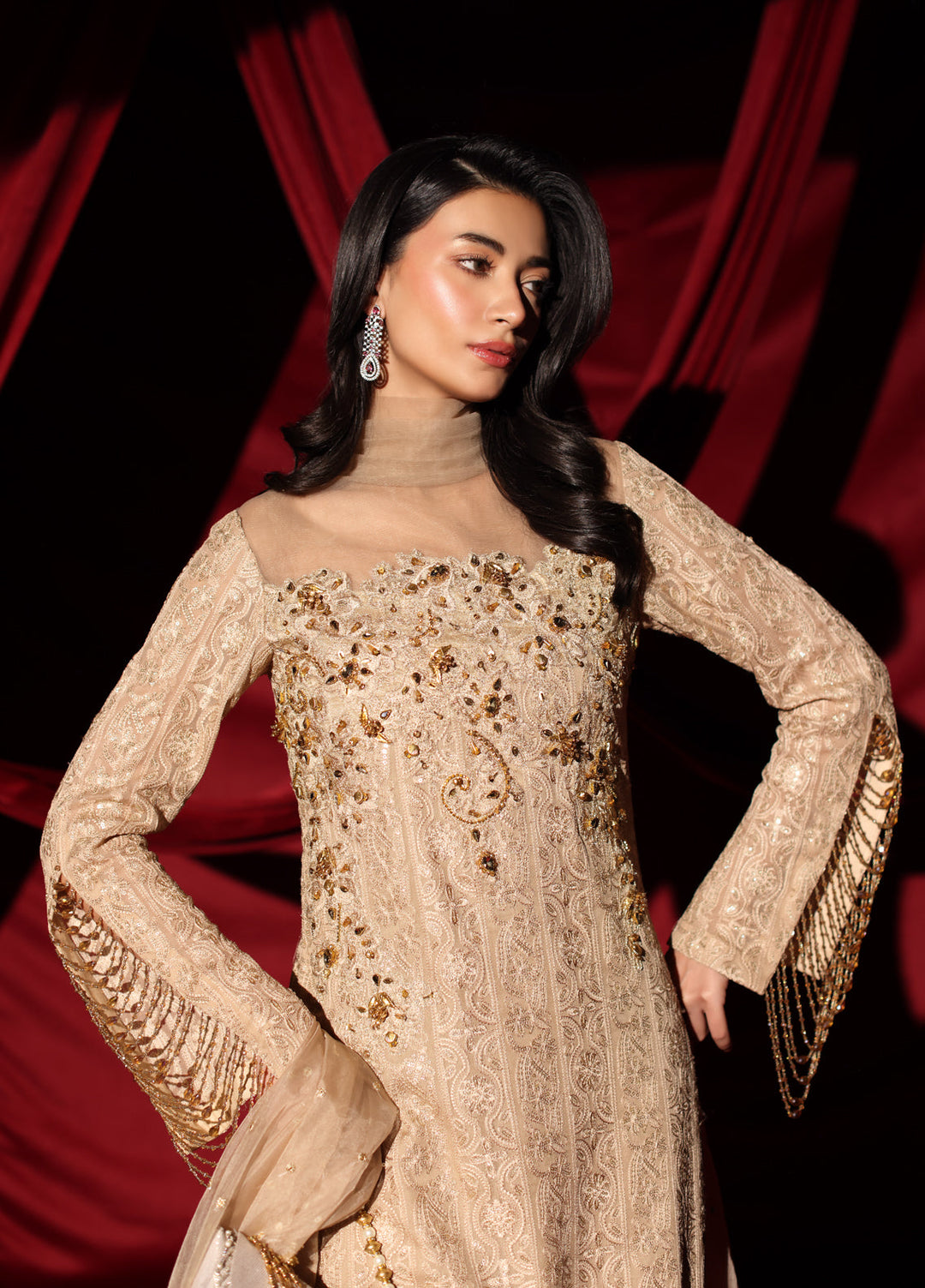 The Glamorous by Musferah Saad RTW Hand work Chiffon 3 Piece Suit Royal Aura - Eid Collection