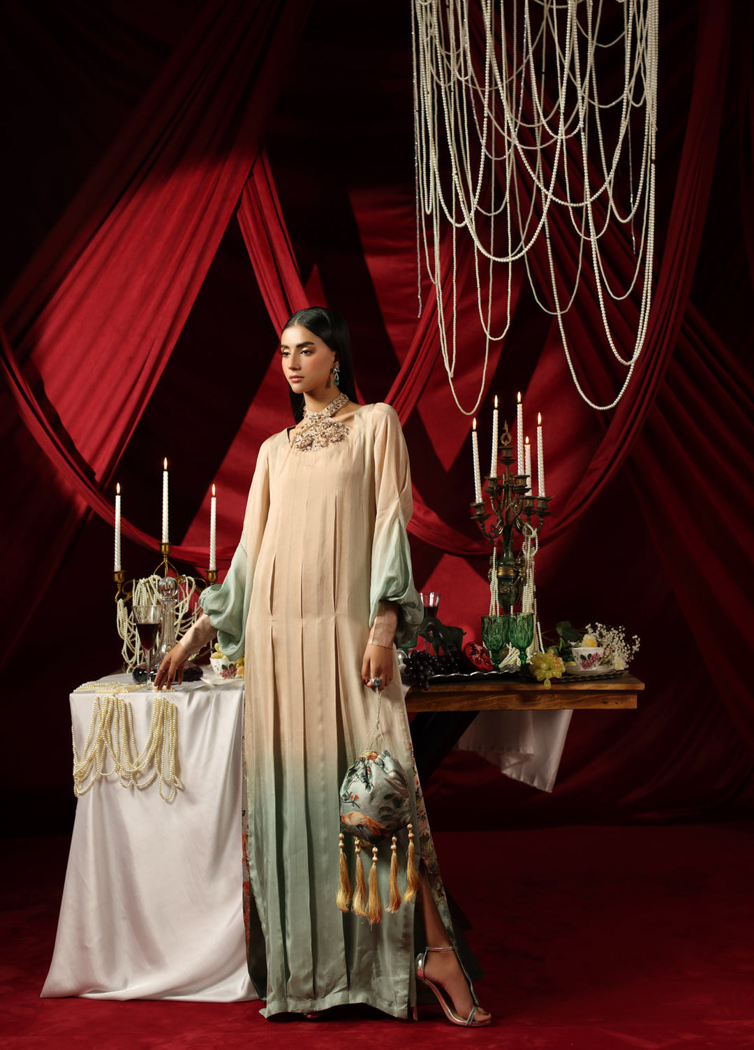 The Glamorous by Musferah Saad RTW Hand work Silk 1 Piece Ombre Grace - Eid Collection