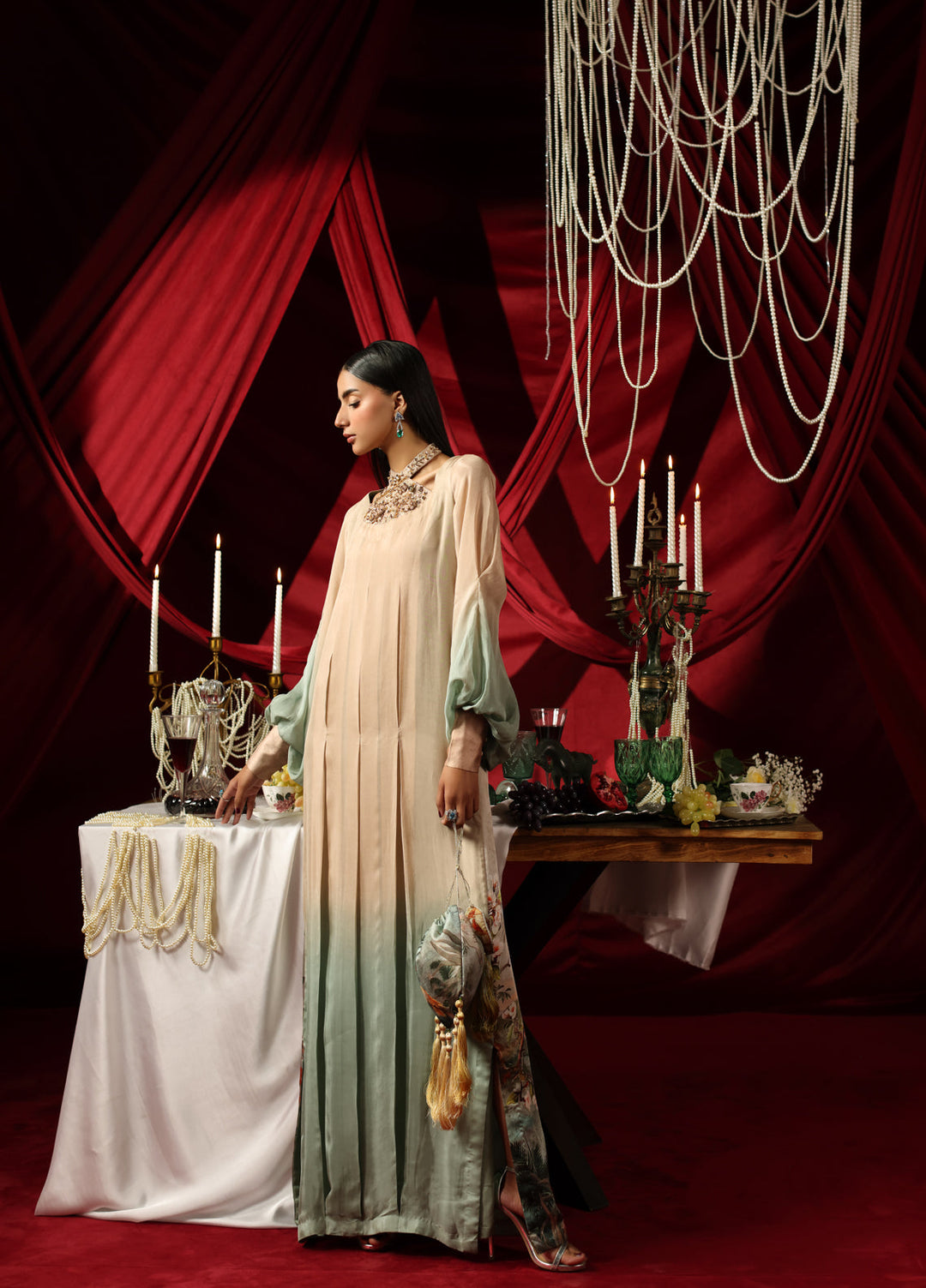 The Glamorous by Musferah Saad RTW Hand work Silk 1 Piece Ombre Grace - Eid Collection