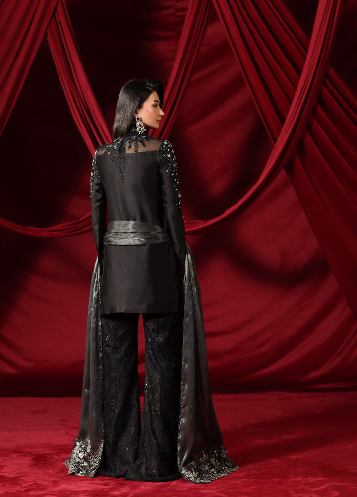 The Glamorous by Musferah Saad RTW Hand work Indian Raw Silk 3 Piece Suit Midnight Seduction - Eid Collection