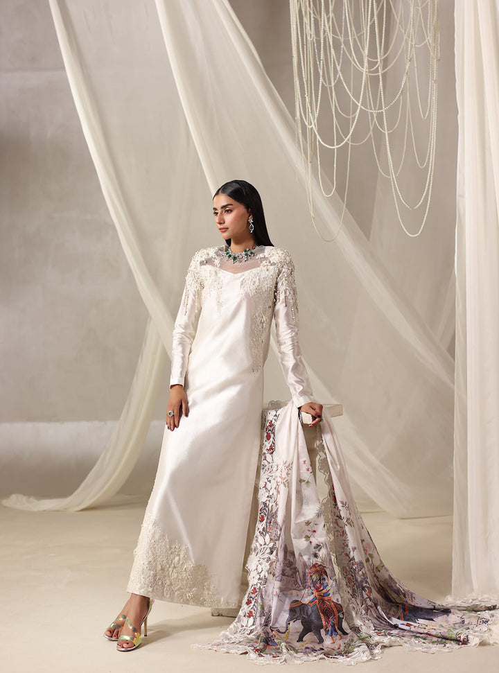 Twilight by Musferah Saad RTW Hand work Raw Silk 3 Piece Suit Aria - Eid Collection