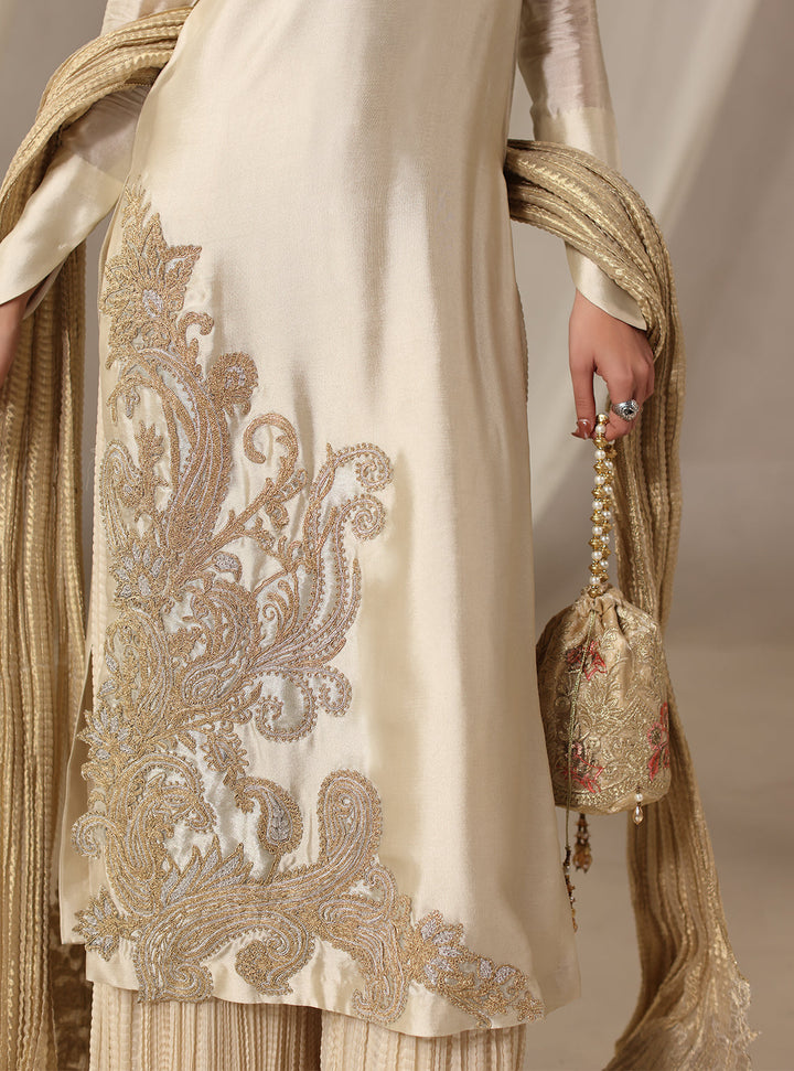 Twilight by Musferah Saad RTW Hand work Tissue Silk 3 Piece Suit Lyra - Eid Collection