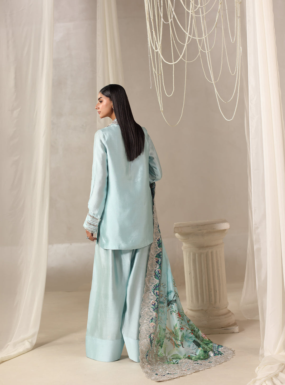 Twilight by Musferah Saad RTW Hand work Tissue Silk 3 Piece Suit Moonlit Whisper - Eid Collection