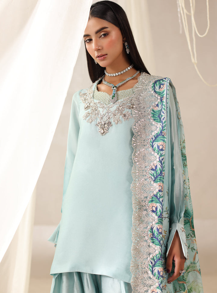 Twilight by Musferah Saad RTW Hand work Tissue Silk 3 Piece Suit Moonlit Whisper - Eid Collection