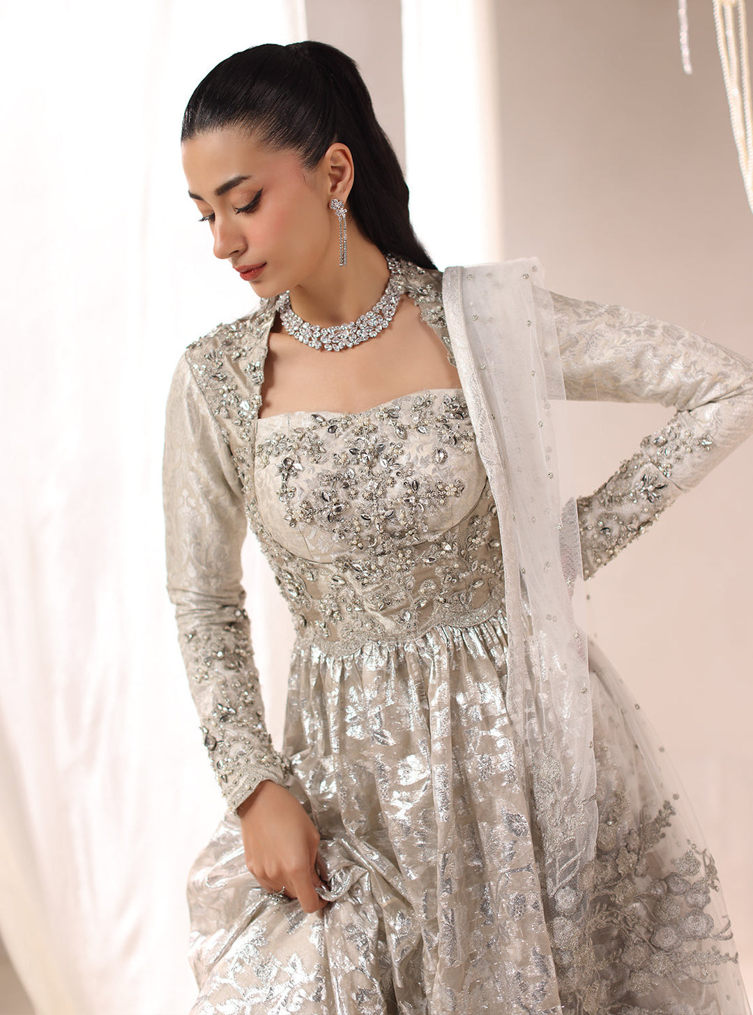 Twilight by Musferah Saad RTW Hand work Tissue 3 Piece Suit Lumieria - Eid Collection