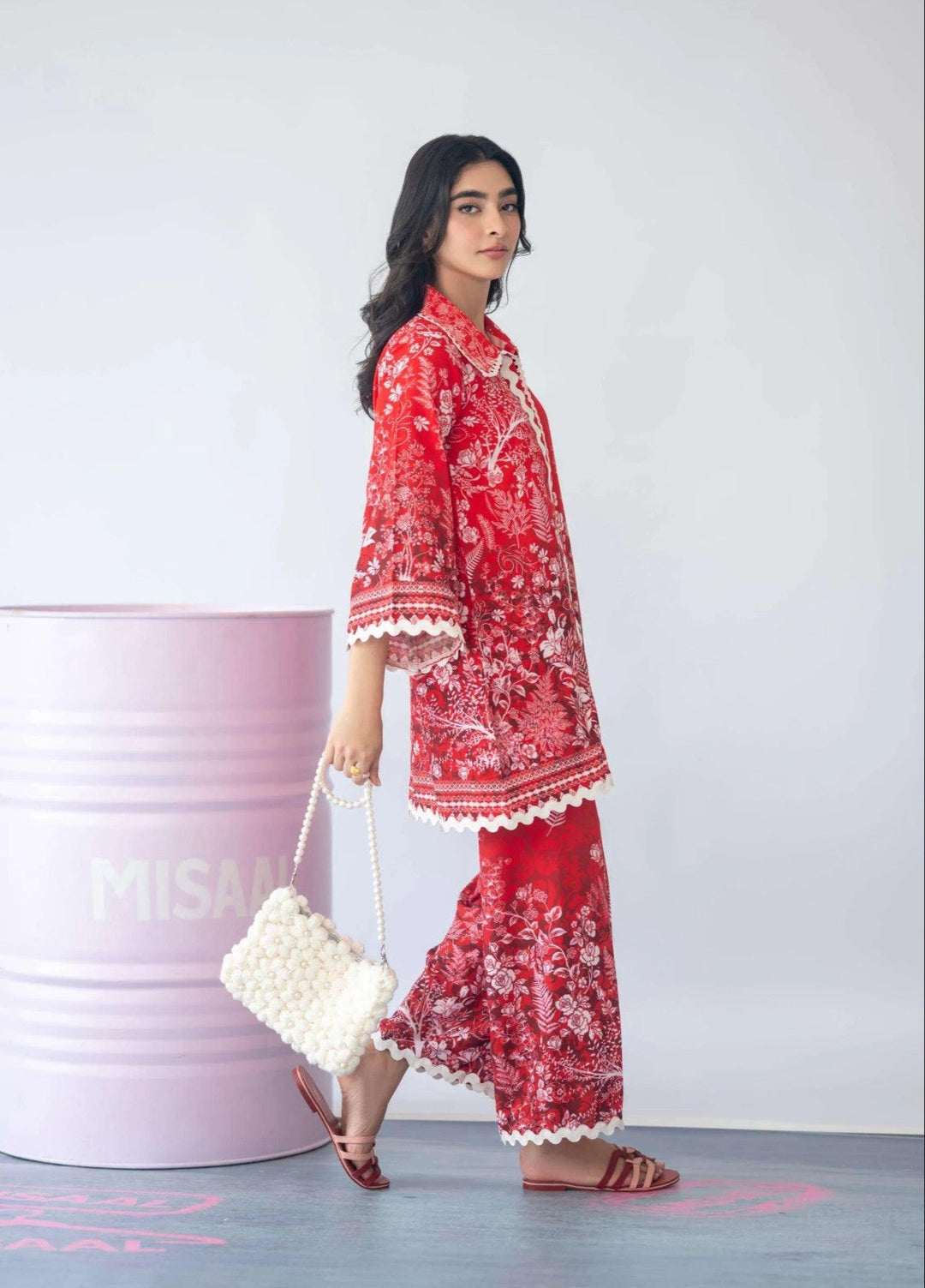 Misaal by Ayesha Somaya Charmed RTW Printed Cotton Silk 2 Piece Suit Spicy Rose - Casual Collection