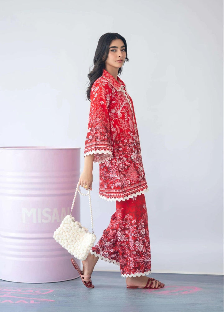 Misaal by Ayesha Somaya Charmed RTW Printed Cotton Silk 2 Piece Suit Spicy Rose - Casual Collection
