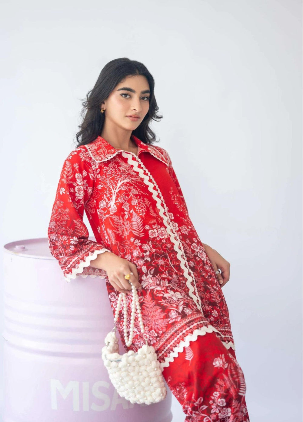 Misaal by Ayesha Somaya Charmed RTW Printed Cotton Silk 2 Piece Suit Spicy Rose - Casual Collection