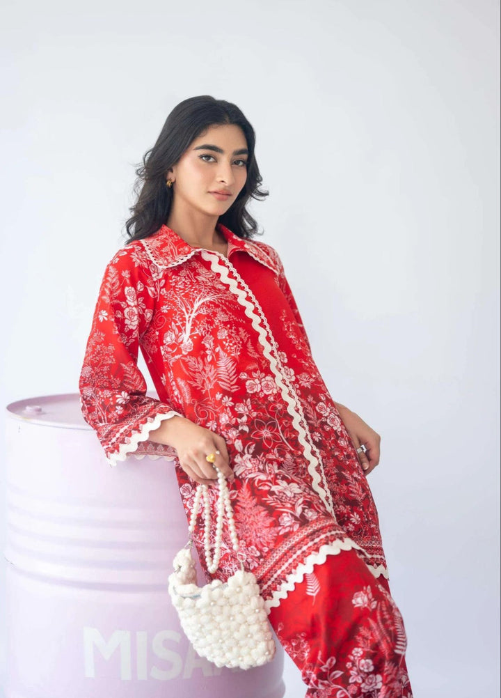 Misaal by Ayesha Somaya Charmed RTW Printed Cotton Silk 2 Piece Suit Spicy Rose - Casual Collection
