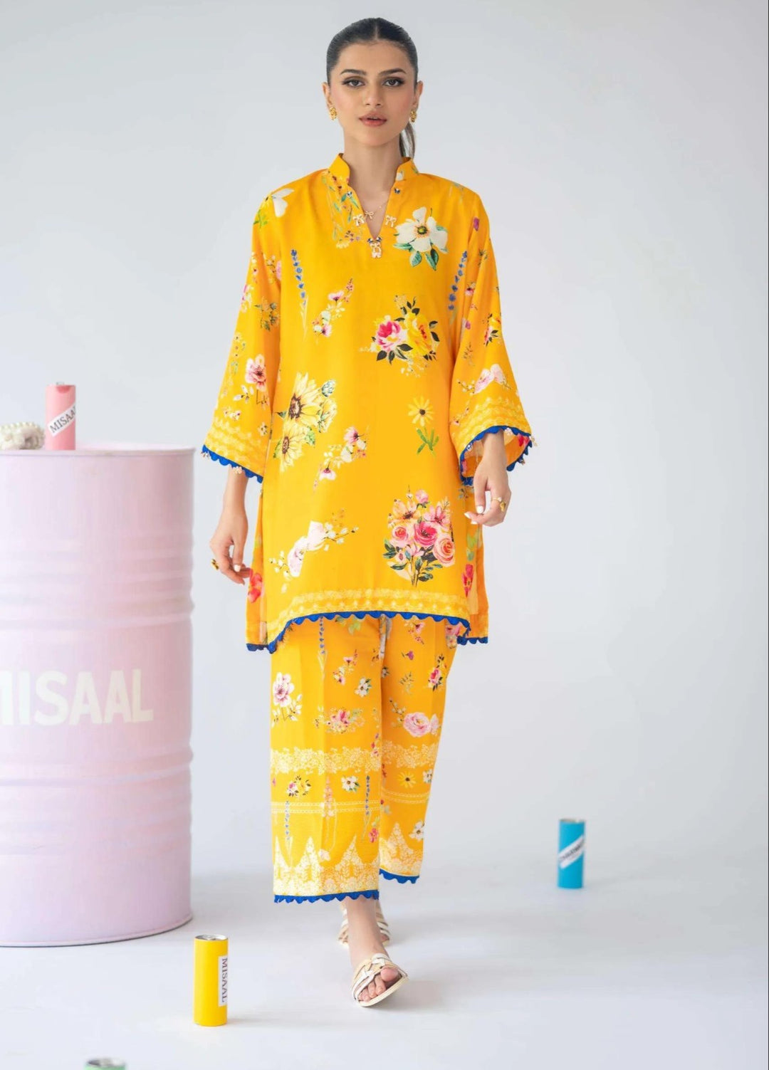 Misaal by Ayesha Somaya Charmed RTW Printed Cotton Silk 2 Piece Suit Hello Sunshine - Casual Collection