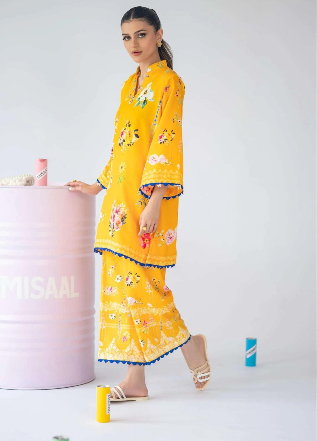 Misaal by Ayesha Somaya Charmed RTW Printed Cotton Silk 2 Piece Suit Hello Sunshine - Casual Collection
