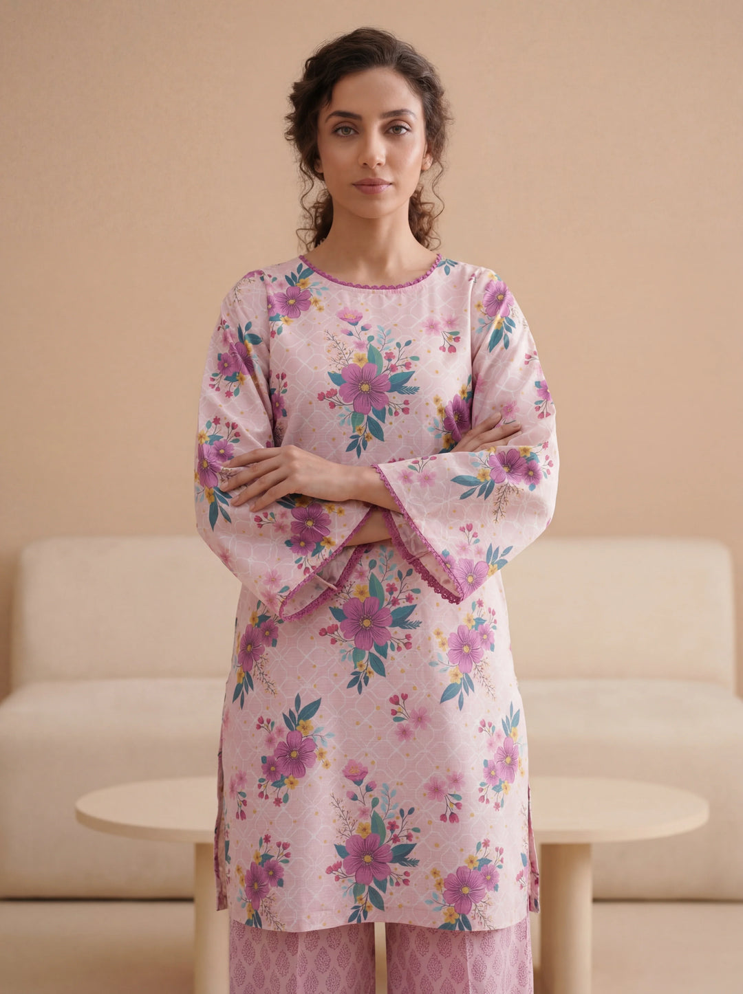 Impulse Wear by Ruby Suleiman RTW Printed Poly 2 Piece Suit Lilac Drop - Casual Collection