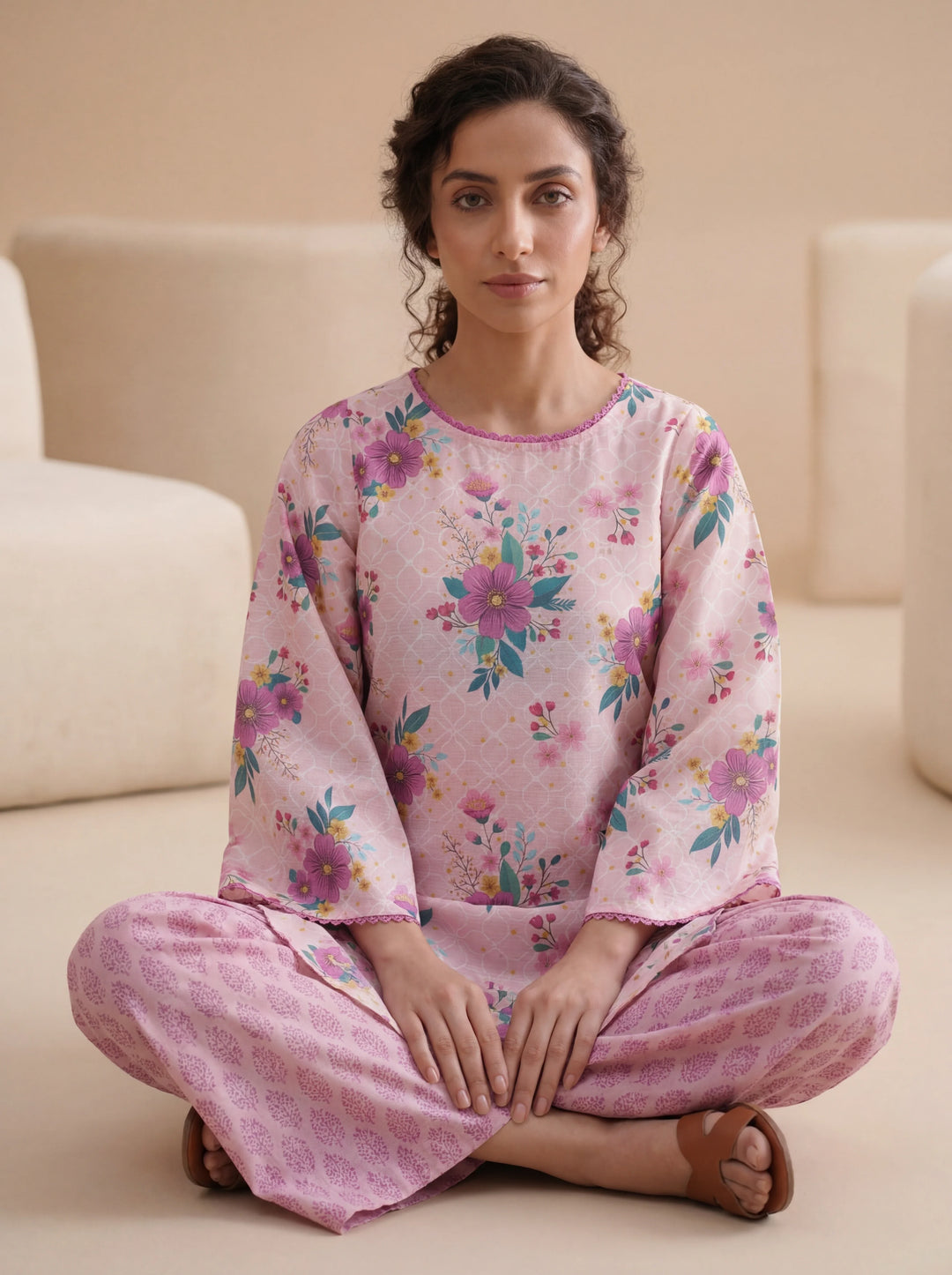 Impulse Wear by Ruby Suleiman RTW Printed Poly 2 Piece Suit Lilac Drop - Casual Collection