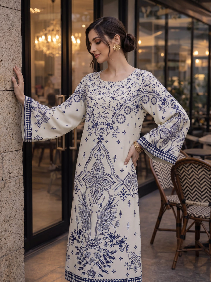 Impulse Wear by Ruby Suleiman RTW Printed Crepe 1 Piece Ivory Ink - Casual Collection