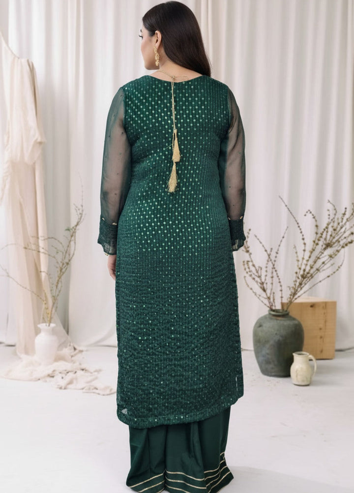 Riwaayat by Madiha Gohar RTW Textured Chiffon 3 Piece Suit Emerald Aura - Festive Collection