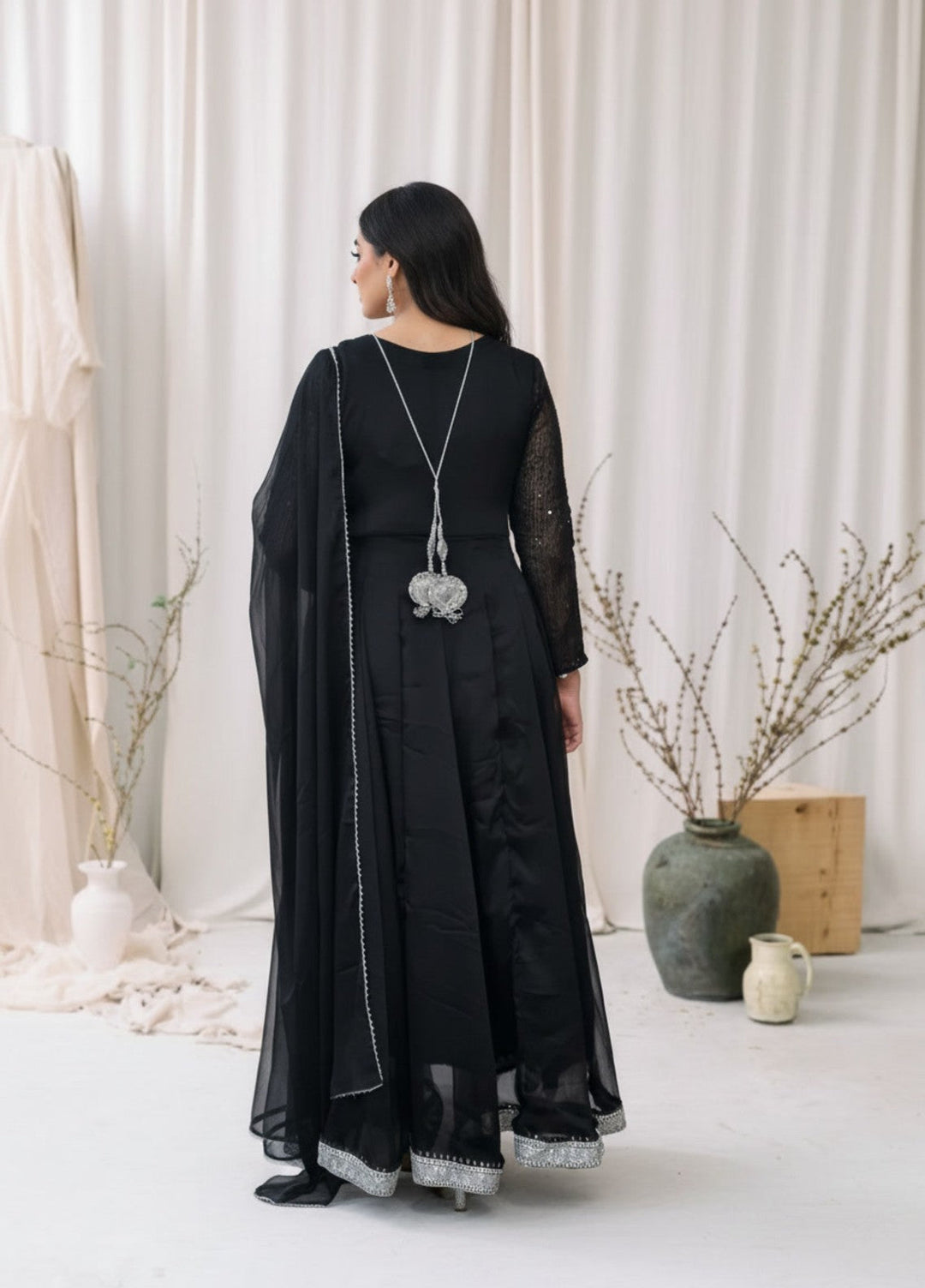 Riwaayat by Madiha Gohar RTW Textured Chiffon 3 Piece Suit Mehr Noir - Festive Collection