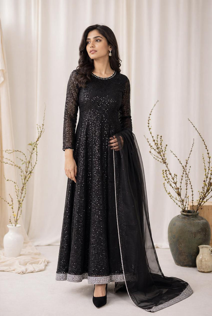 Riwaayat by Madiha Gohar RTW Textured Chiffon 3 Piece Suit Mehr Noir - Festive Collection
