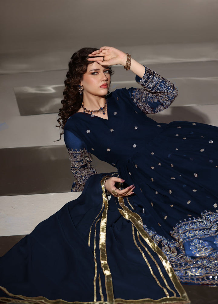Miraal by Unss Apparel Embroidered Chiffon 3 Piece Suit Peacock Festive Collection