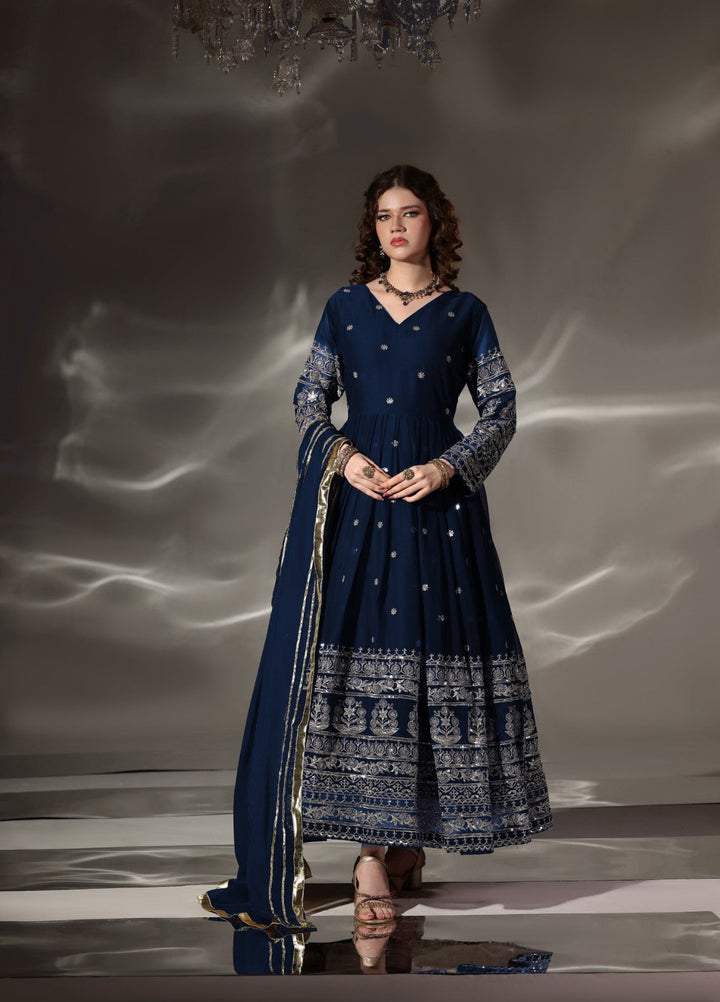 Miraal by Unss Apparel Embroidered Chiffon 3 Piece Suit Peacock Festive Collection