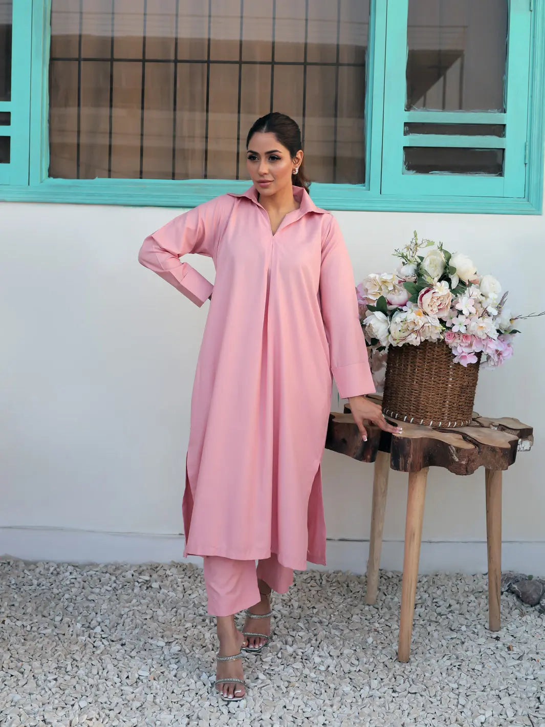 TNG Women RTW Solids Wash N Wear Co-Ord Set Suit Saya Casual Collection