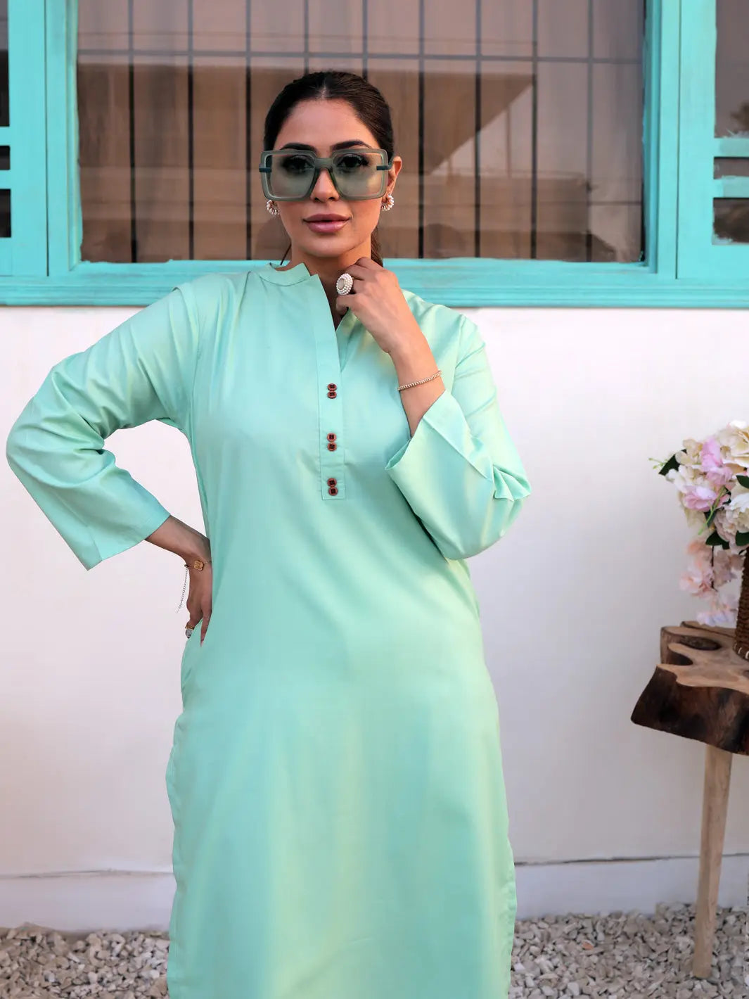 TNG Women RTW Solids Wash N Wear Co-Ord Set Suit Haniya Casual Collection