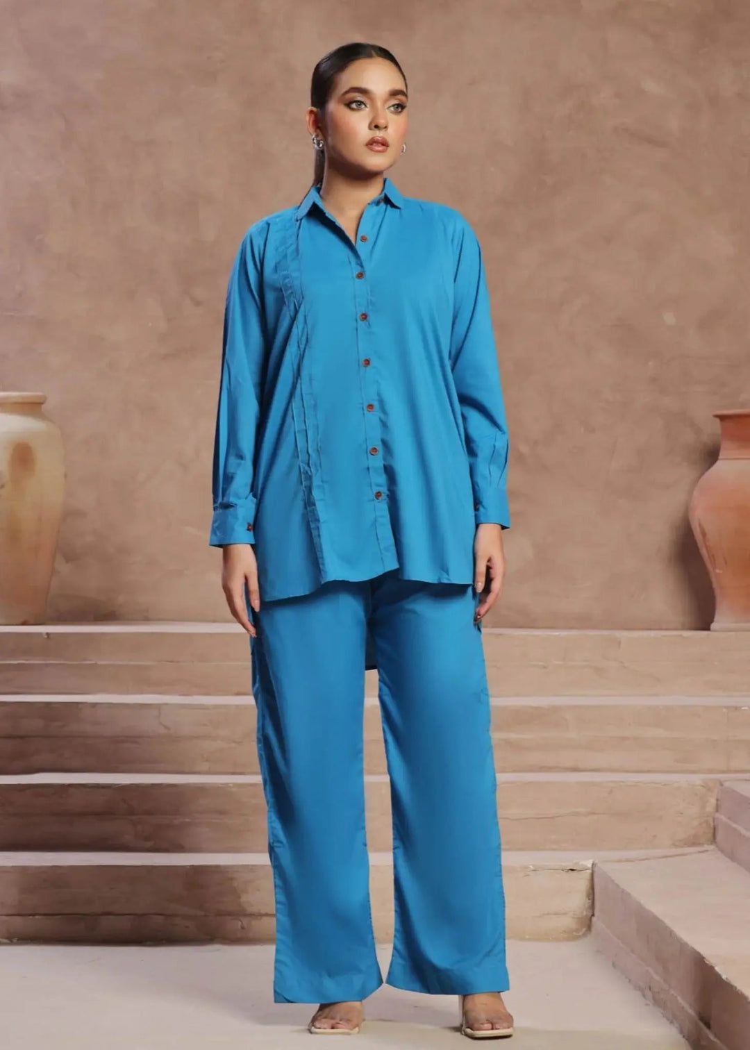 TNG Women RTW Solids Wash N Wear Co-Ord Set Suit Veena Casual Collection