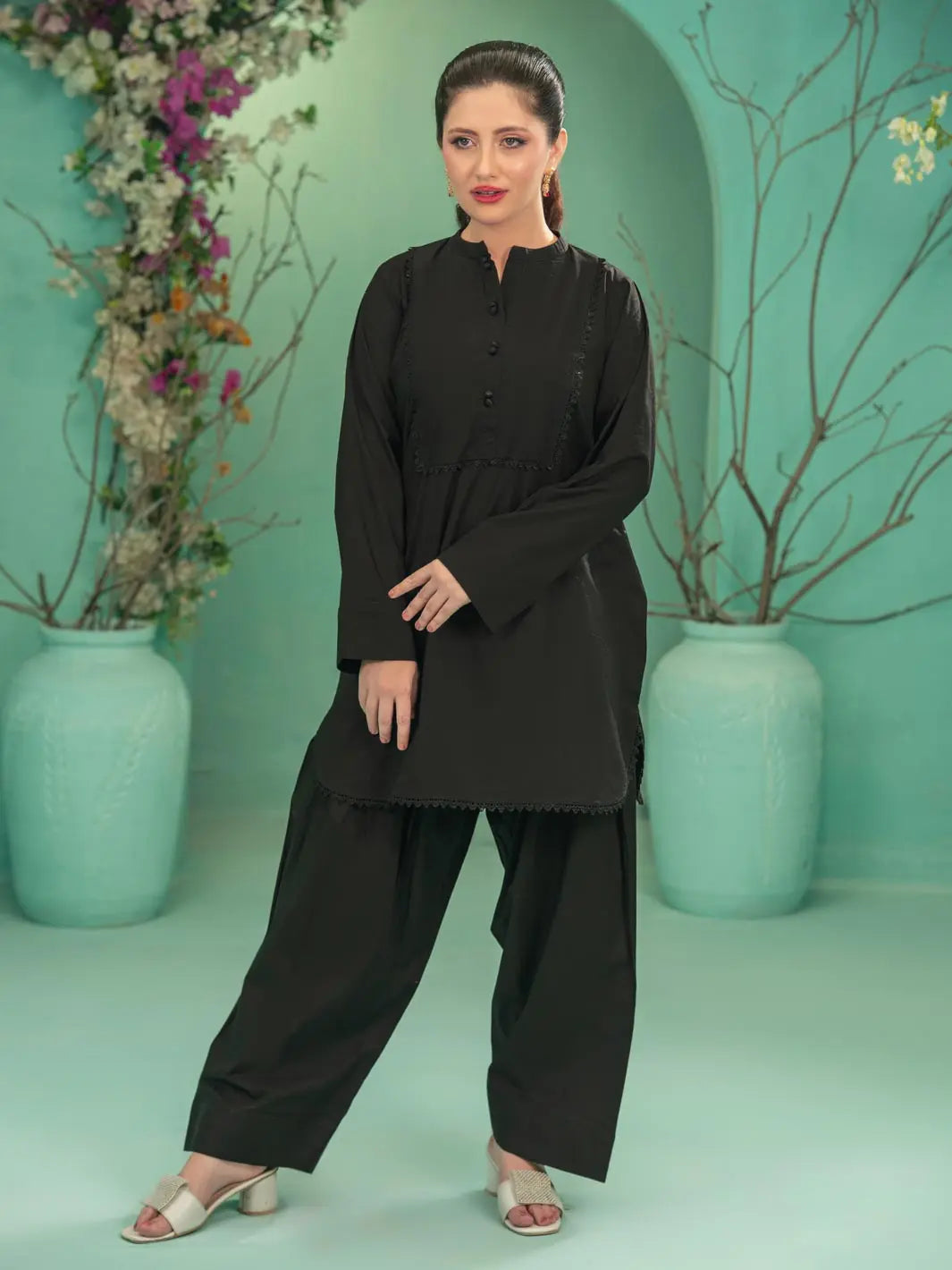TNG Women RTW Solids Wash N Wear Co-Ord Set Suit Farshi Casual Collection