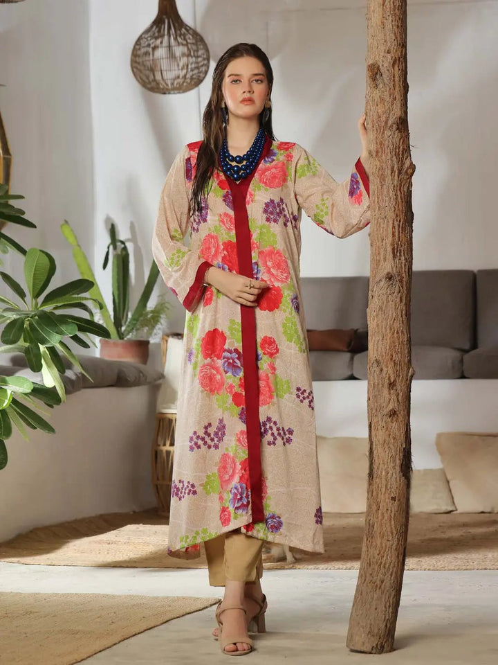 Shrug by TNG Women RTW Printed Viscose Raw Silk 1 Piece Suit Chaman Casual Collection