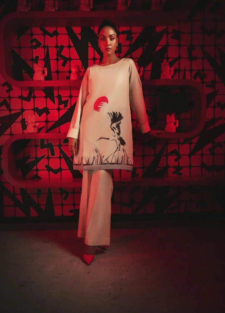 Ella Women RTW Printed Silk 2 Piece Suit Red Sun Eid Collection