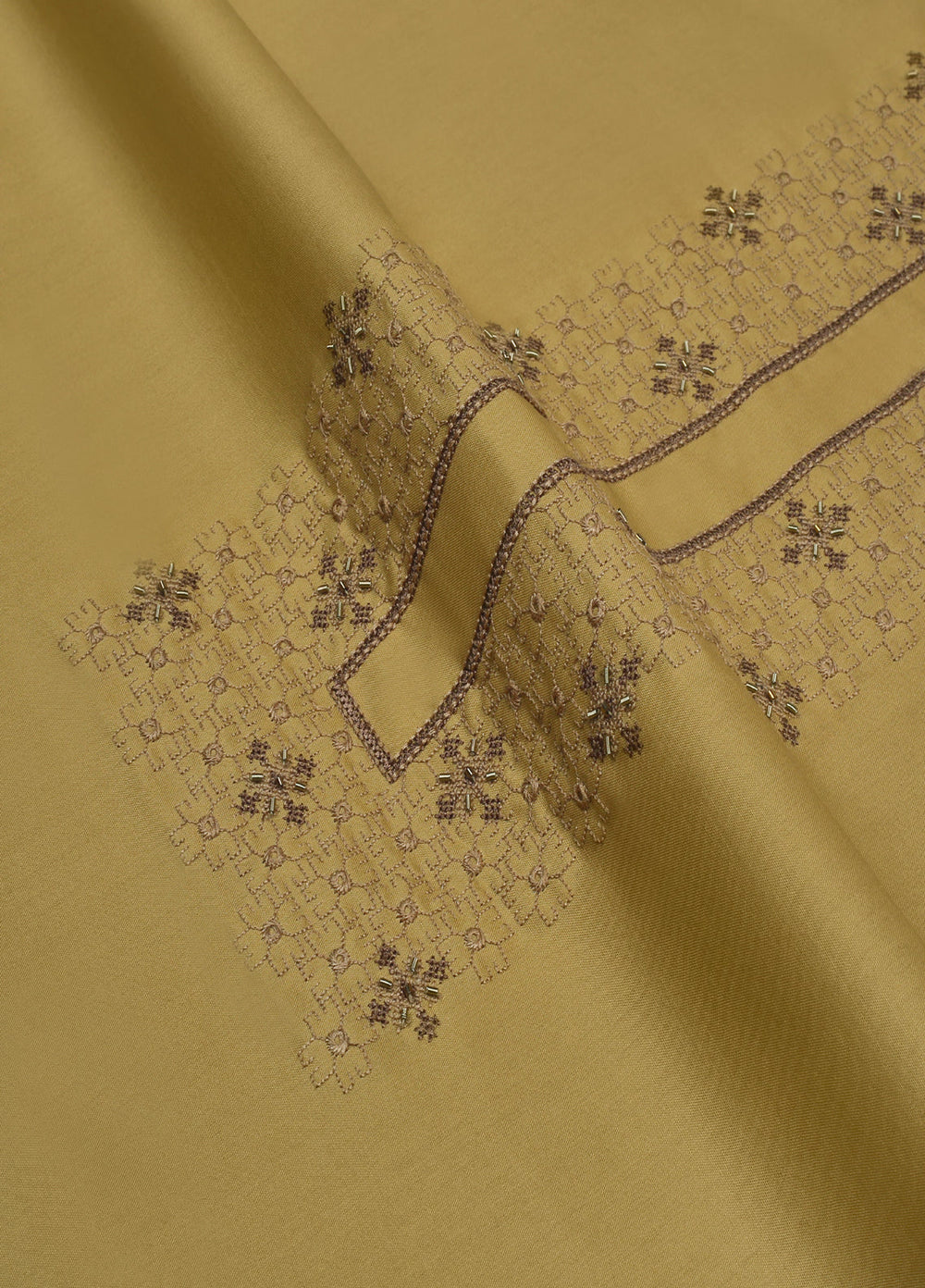 Cotton Valley by Fabrich Unstitched Embroidered Cotton 2 Piece Suit Antique-Gold Casual Collection