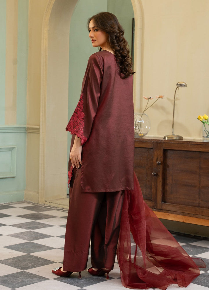 Naaz Couture RTW Embroidered Silk 3 Piece Suit Suit-Maroon Festive Collection