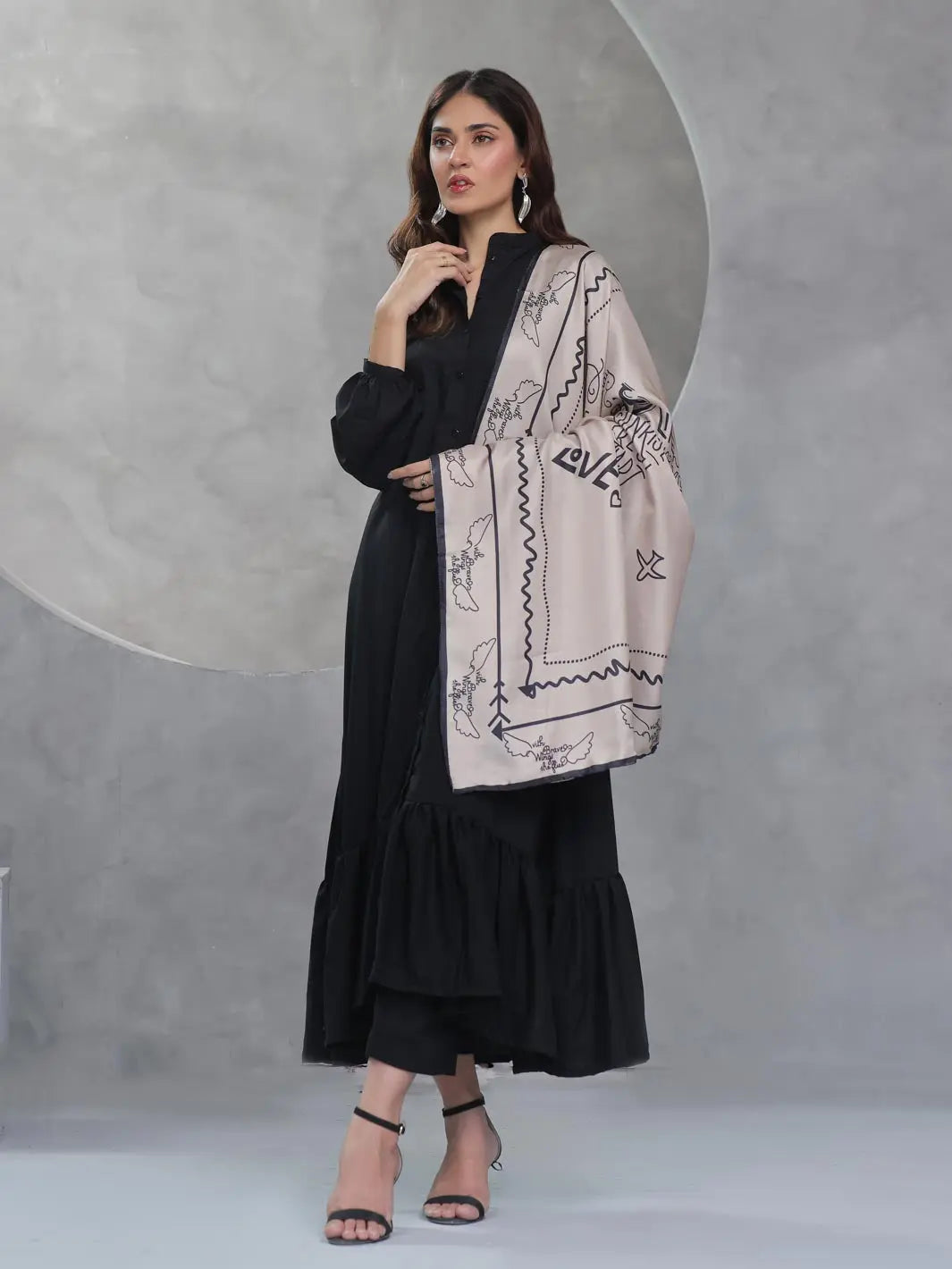 TNG Women RTW Printed Crinkle Chiffon 1 Piece Muhabbat Scarf Casual Collection