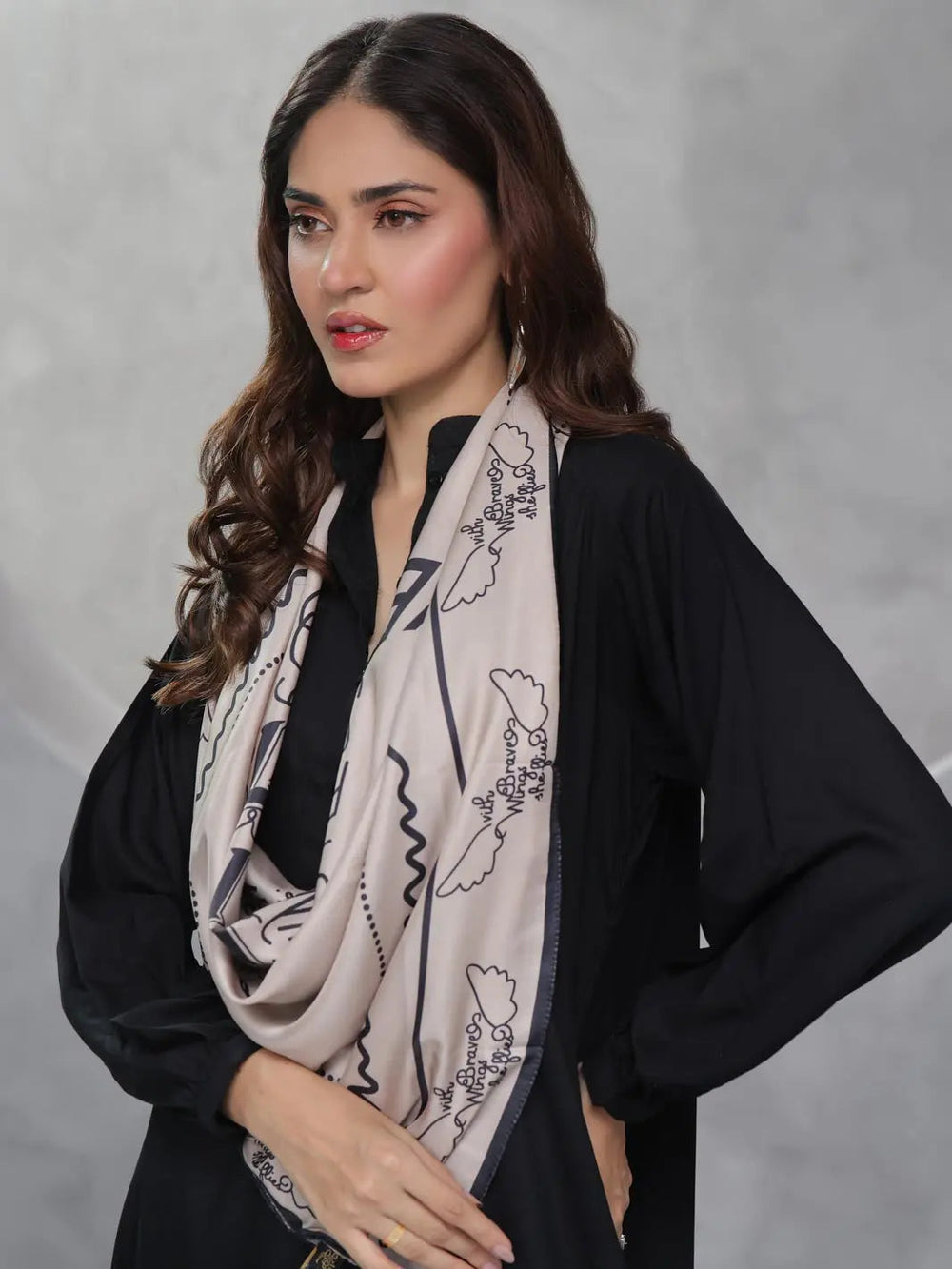 TNG Women RTW Printed Crinkle Chiffon 1 Piece Muhabbat Scarf Casual Collection