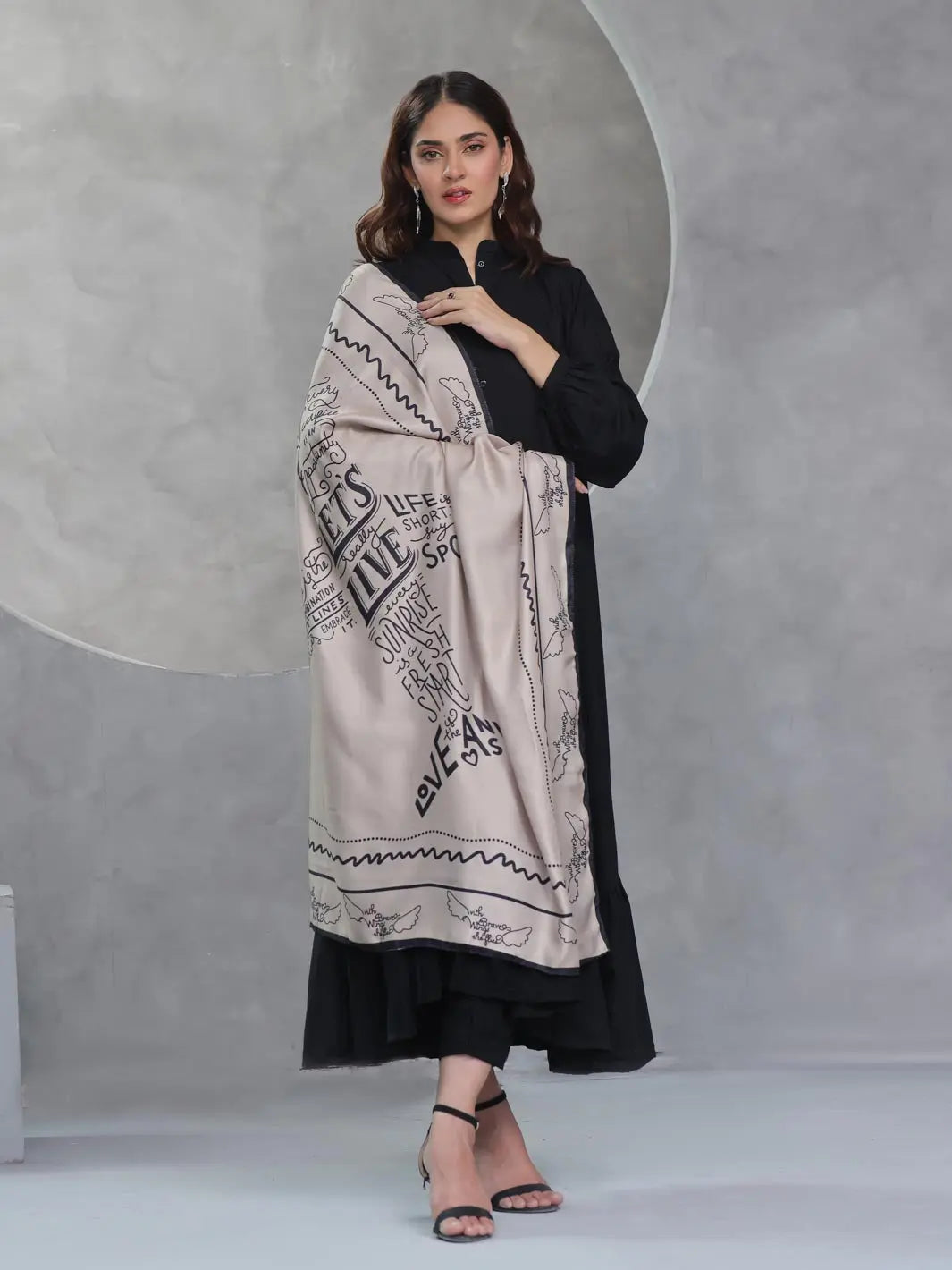 TNG Women RTW Printed Crinkle Chiffon 1 Piece Muhabbat Scarf Casual Collection