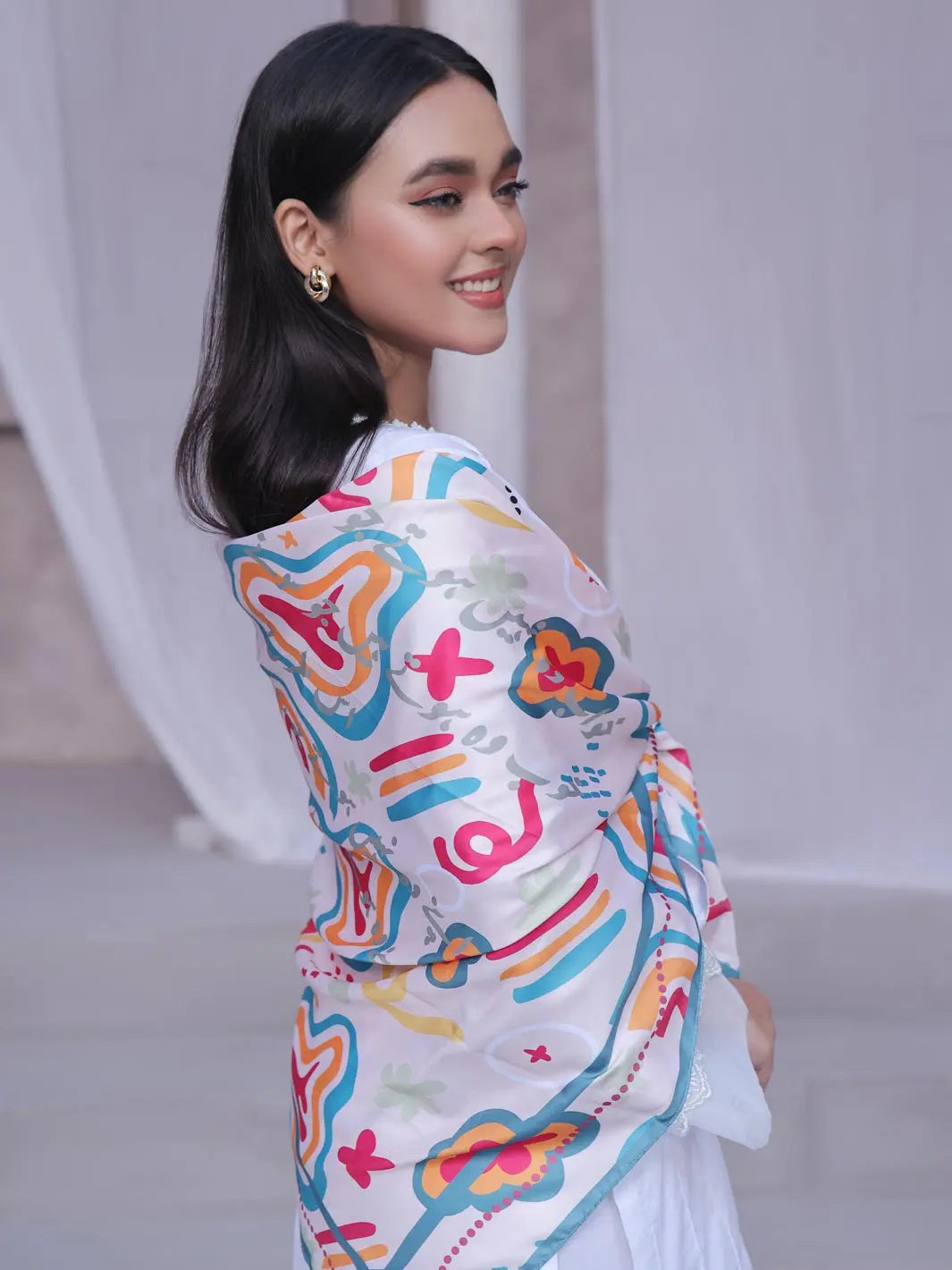 TNG Women RTW Printed Crinkle Chiffon 1 Piece Khuwab Scarf Casual Collection