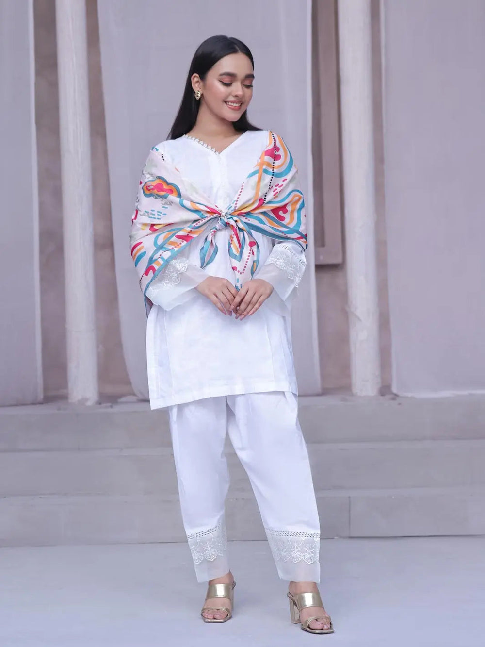 TNG Women RTW Printed Crinkle Chiffon 1 Piece Khuwab Scarf Casual Collection