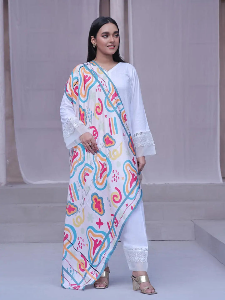 TNG Women RTW Printed Crinkle Chiffon 1 Piece Khuwab Scarf Casual Collection