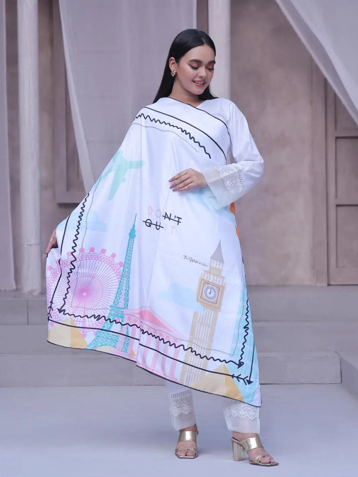 TNG Women RTW Printed Crinkle Chiffon 1 Piece Zindagi Scarf Casual Collection