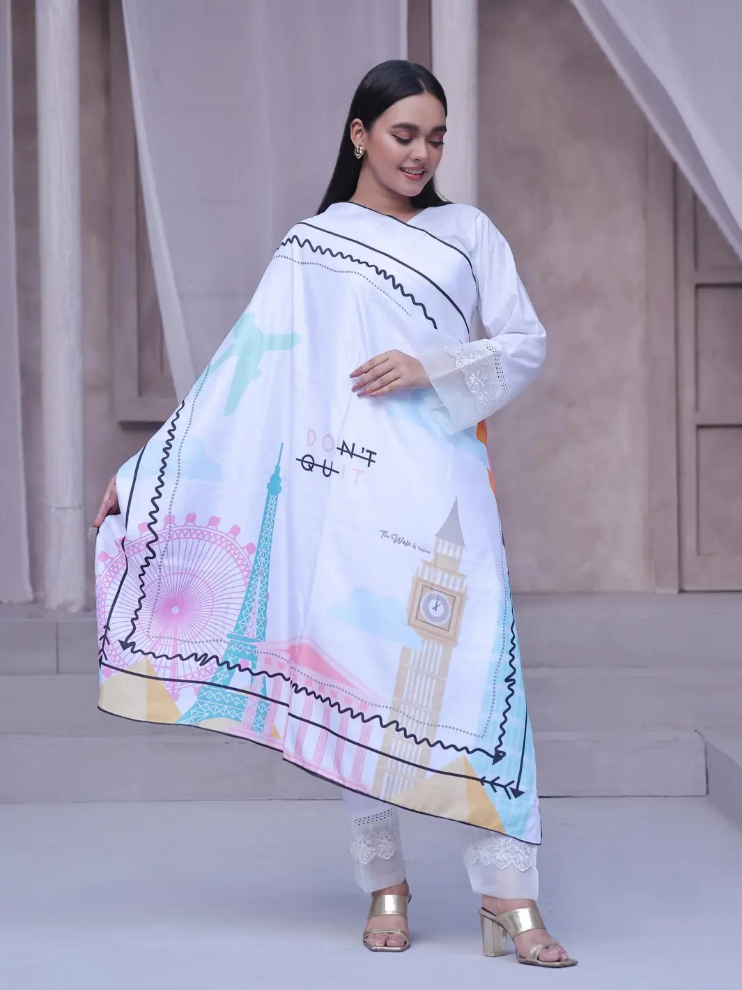 TNG Women RTW Printed Crinkle Chiffon 1 Piece Zindagi Scarf Casual Collection