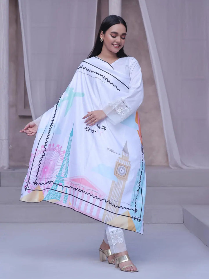 TNG Women RTW Printed Crinkle Chiffon 1 Piece Zindagi Scarf Casual Collection