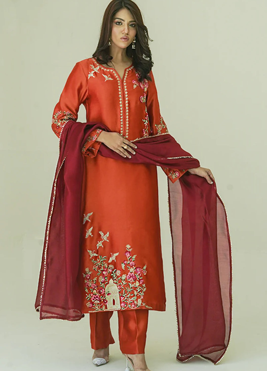 Melody of Colours by Guleenoor RTW Embroidered Sheesh Silk 3 Piece Suit Jannan Eid Collection