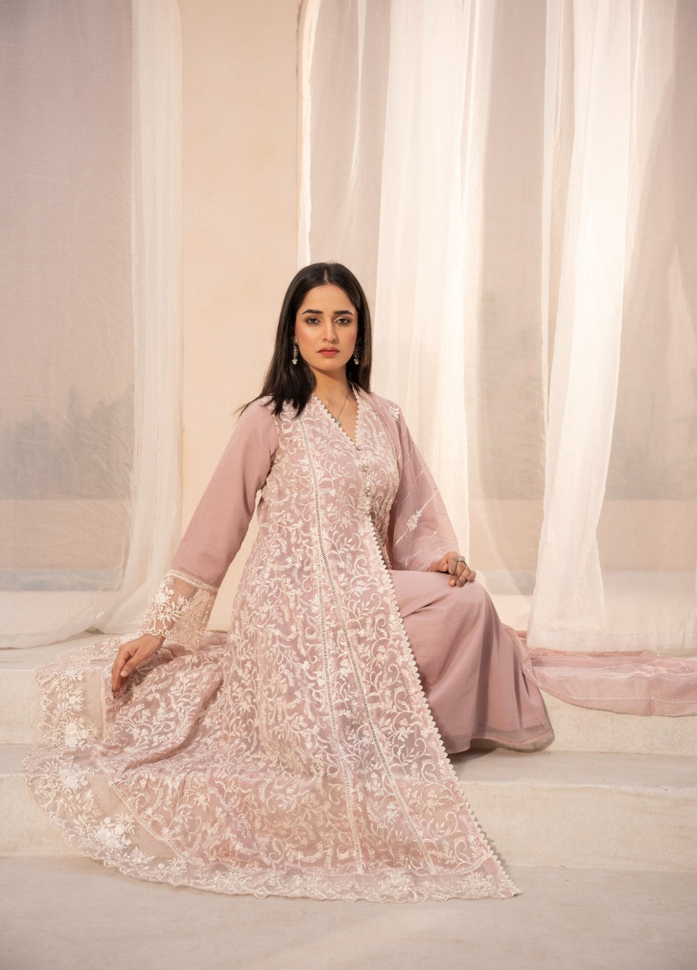 Princess by HEM Women RTW Embroidered Chiffon 3 Piece Suit Gul-E-Rukh-Lilac Festive Collection