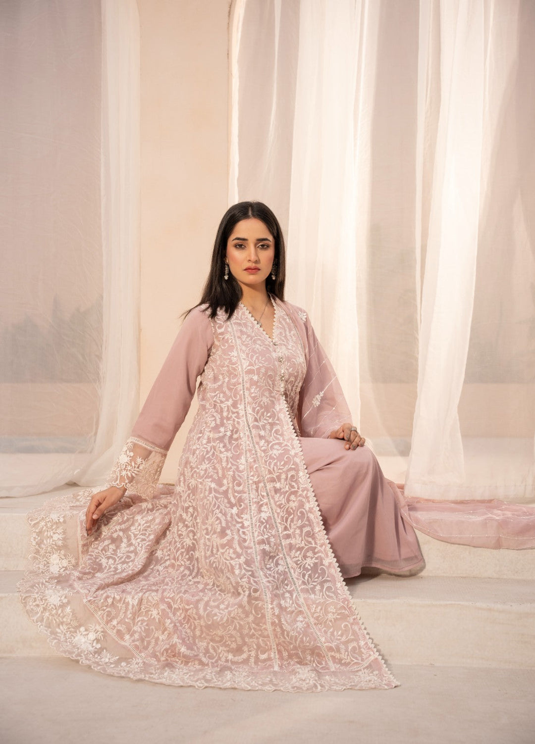 Princess by HEM Women RTW Embroidered Chiffon 3 Piece Suit Gul-E-Rukh-Lilac Festive Collection