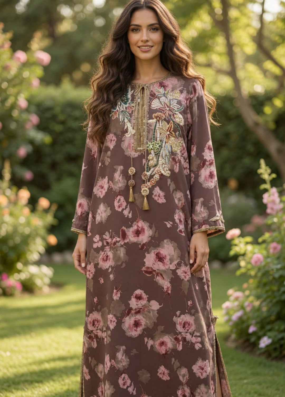 House of Nyyra Women RTW Embroidered Grip 1 Piece Suit Noir Rose Summer Collection