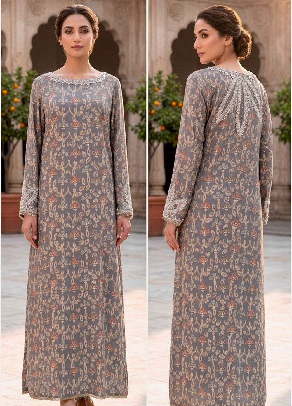 House of Nyyra Women RTW Embroidered Grip 1 Piece Suit Dusky Summer Collection